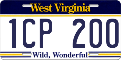 WV license plate 1CP200