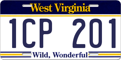 WV license plate 1CP201