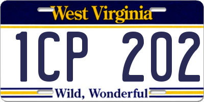 WV license plate 1CP202