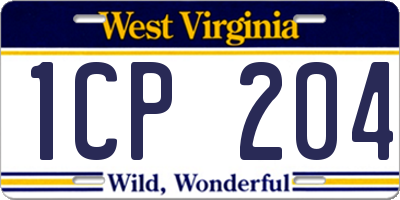 WV license plate 1CP204