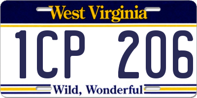 WV license plate 1CP206