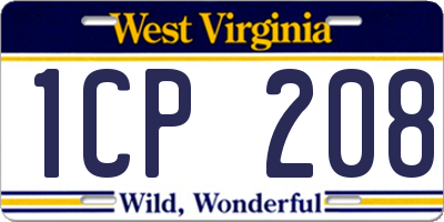 WV license plate 1CP208