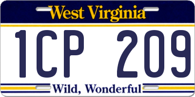 WV license plate 1CP209