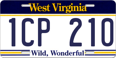 WV license plate 1CP210