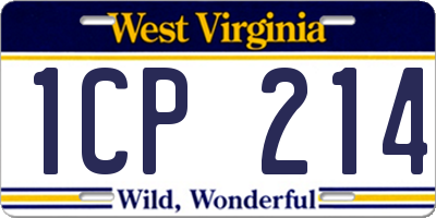 WV license plate 1CP214