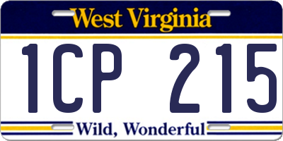 WV license plate 1CP215