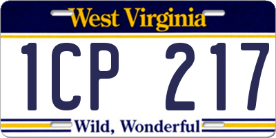 WV license plate 1CP217