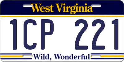 WV license plate 1CP221