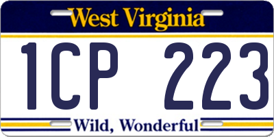 WV license plate 1CP223