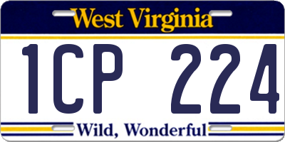 WV license plate 1CP224