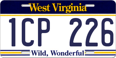 WV license plate 1CP226