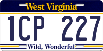 WV license plate 1CP227