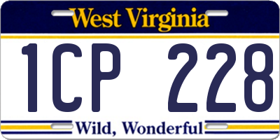 WV license plate 1CP228
