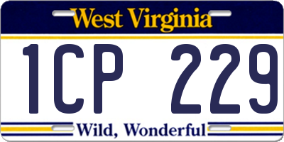 WV license plate 1CP229