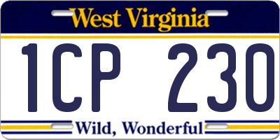 WV license plate 1CP230