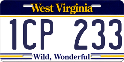 WV license plate 1CP233