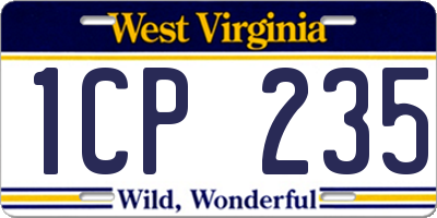 WV license plate 1CP235