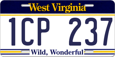 WV license plate 1CP237