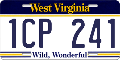 WV license plate 1CP241