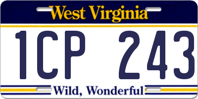 WV license plate 1CP243
