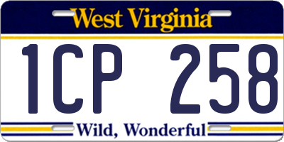 WV license plate 1CP258