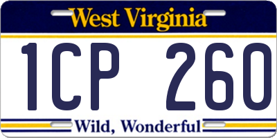 WV license plate 1CP260