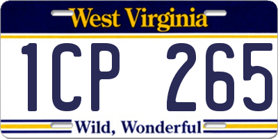 WV license plate 1CP265