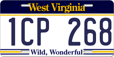 WV license plate 1CP268