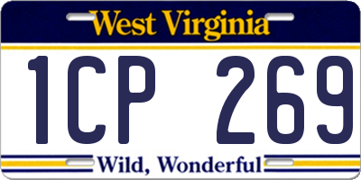 WV license plate 1CP269