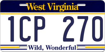 WV license plate 1CP270