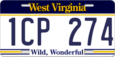 WV license plate 1CP274