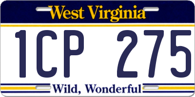 WV license plate 1CP275