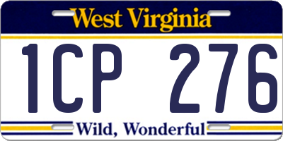 WV license plate 1CP276