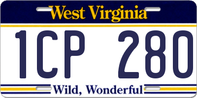 WV license plate 1CP280