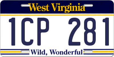 WV license plate 1CP281