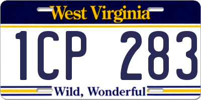 WV license plate 1CP283