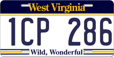 WV license plate 1CP286
