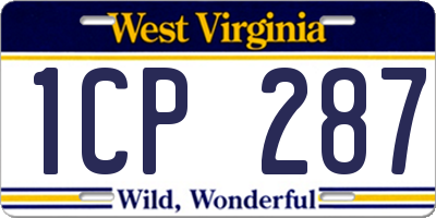 WV license plate 1CP287
