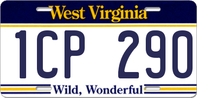 WV license plate 1CP290