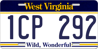 WV license plate 1CP292
