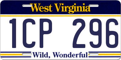 WV license plate 1CP296