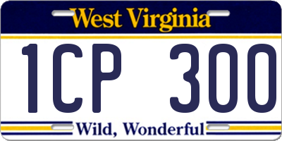 WV license plate 1CP300