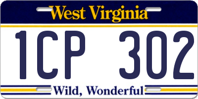 WV license plate 1CP302