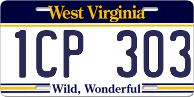 WV license plate 1CP303