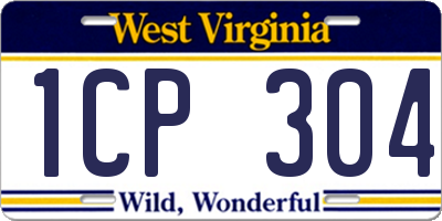 WV license plate 1CP304