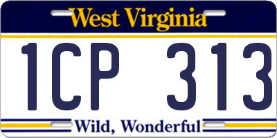 WV license plate 1CP313
