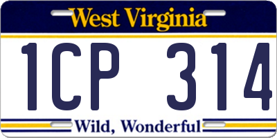 WV license plate 1CP314