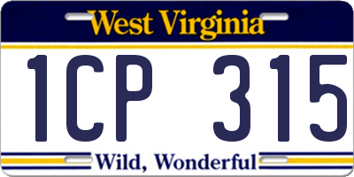WV license plate 1CP315