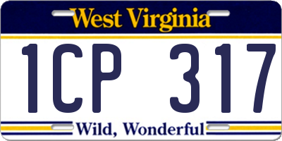 WV license plate 1CP317