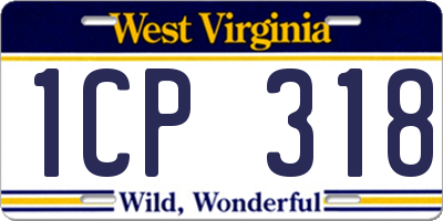 WV license plate 1CP318